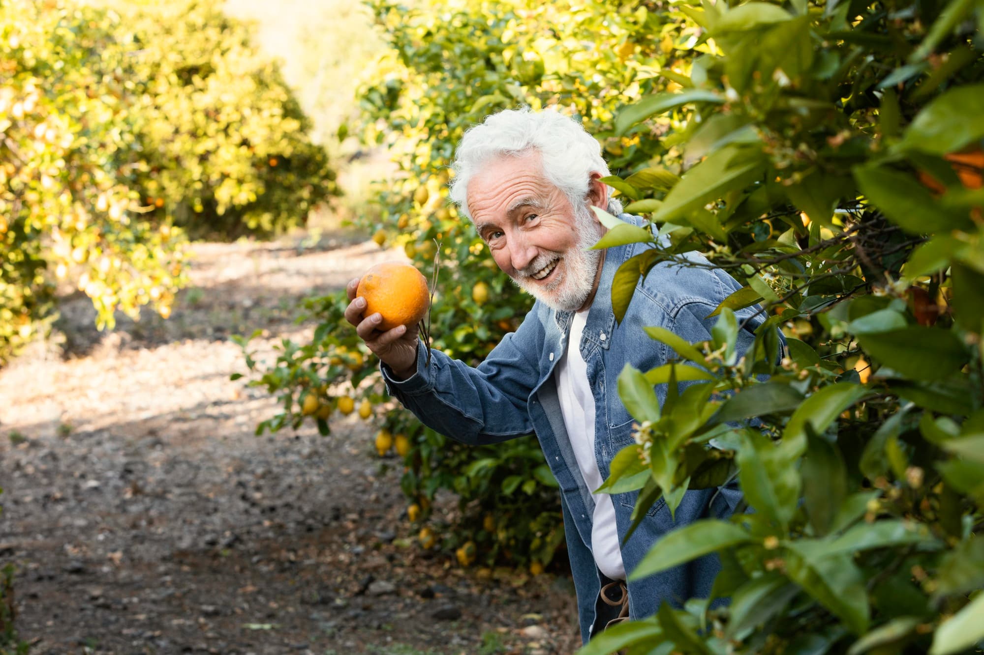 Image d'un homme montrant un fruit