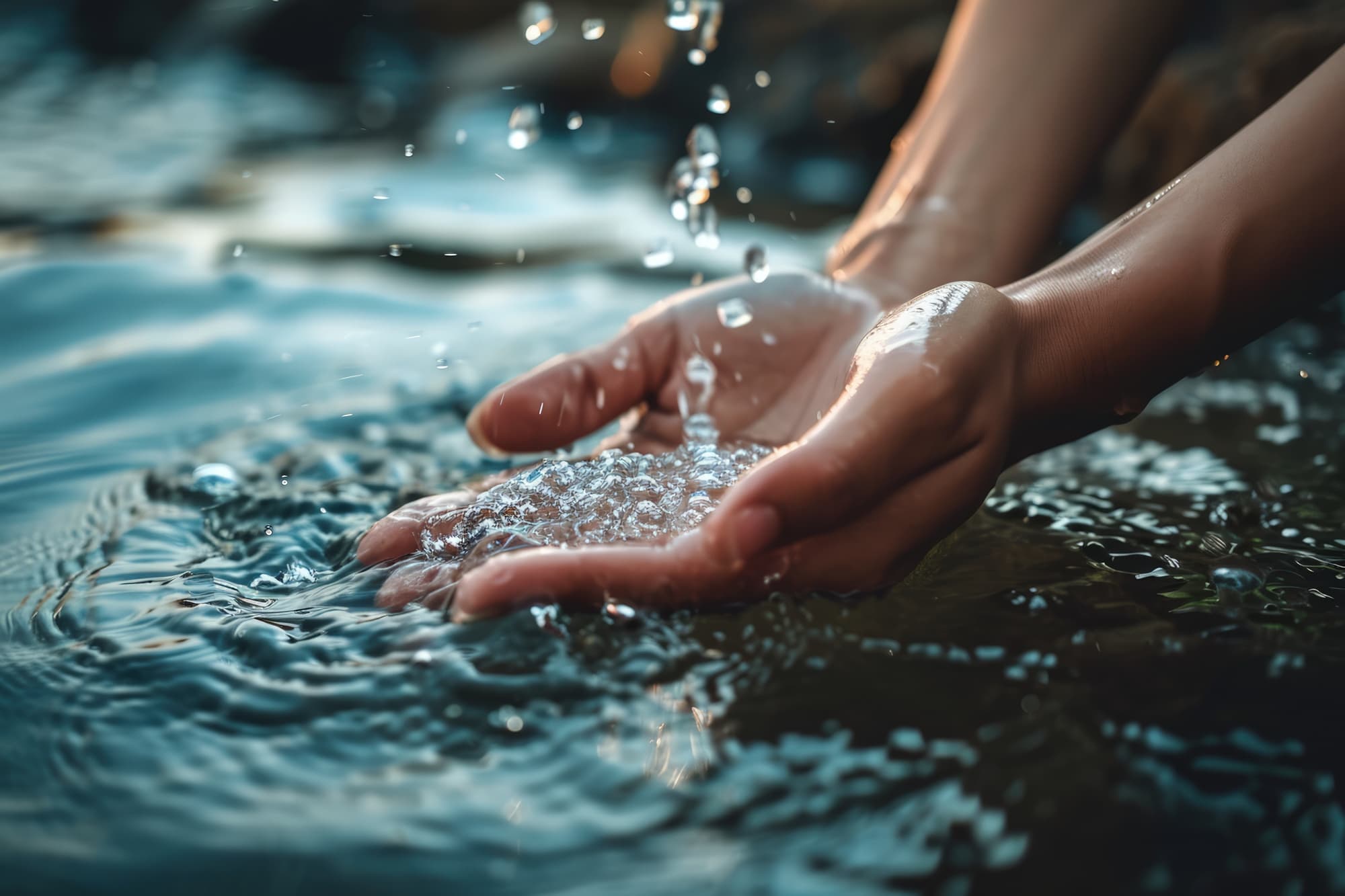 Image montrant une personne récolter de l'eau